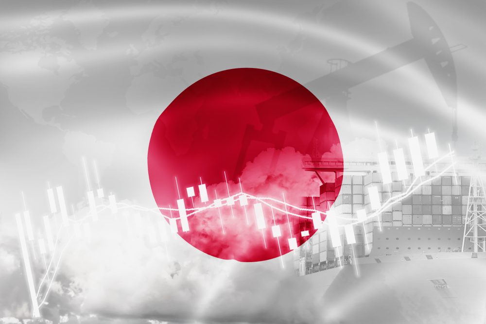 Japonská vlajka a v obchodní grafy
