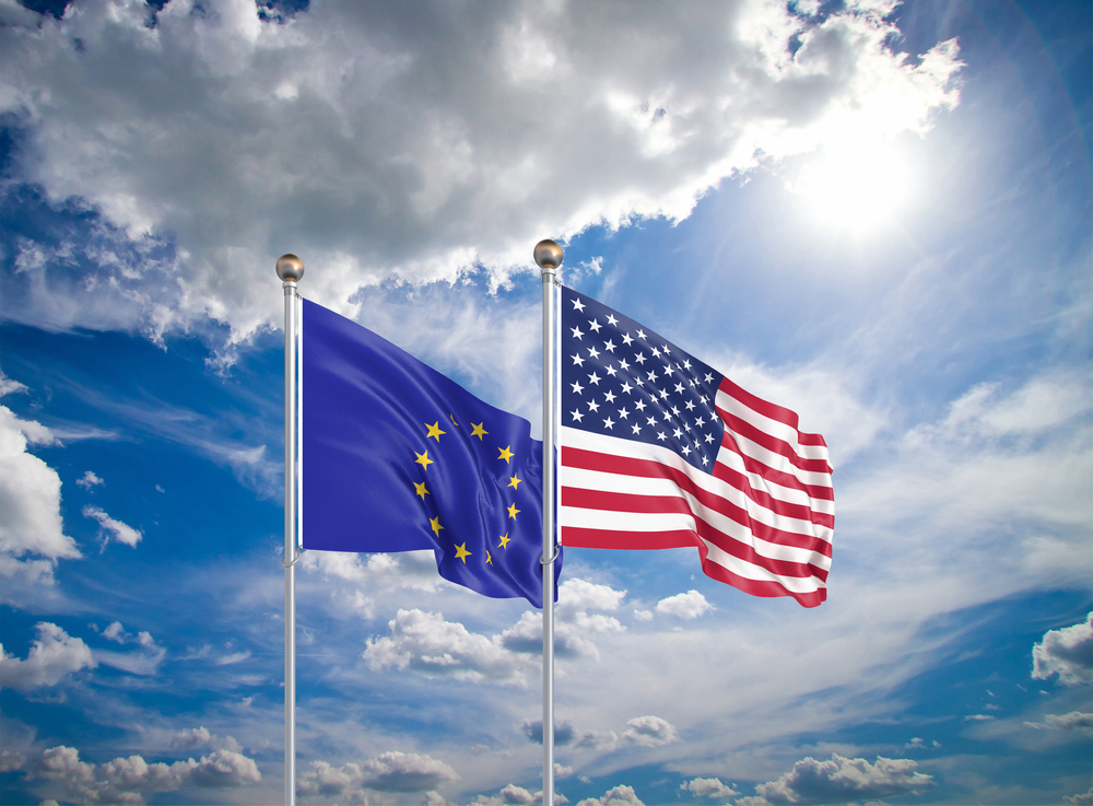 vlajky evropske unie a usa