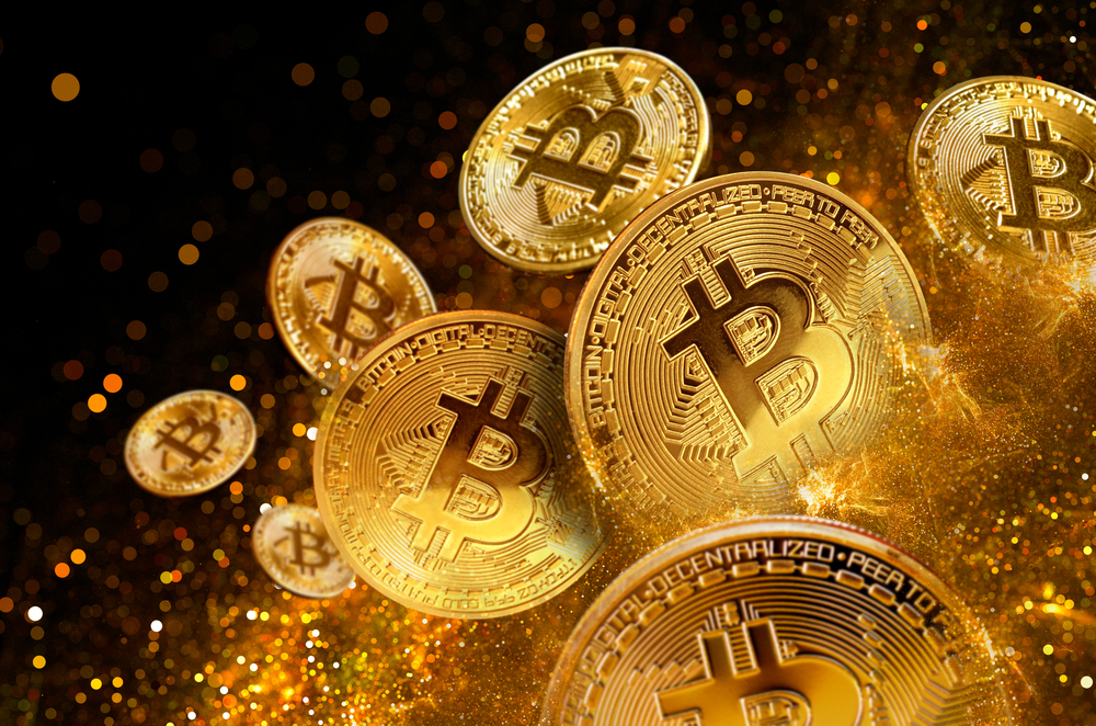 koncept těžby bitcoinů, digitální peníze