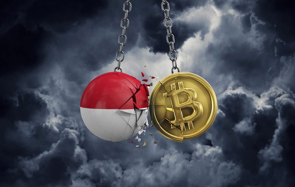 Indonéská vlajka narážející na Bitcoin
