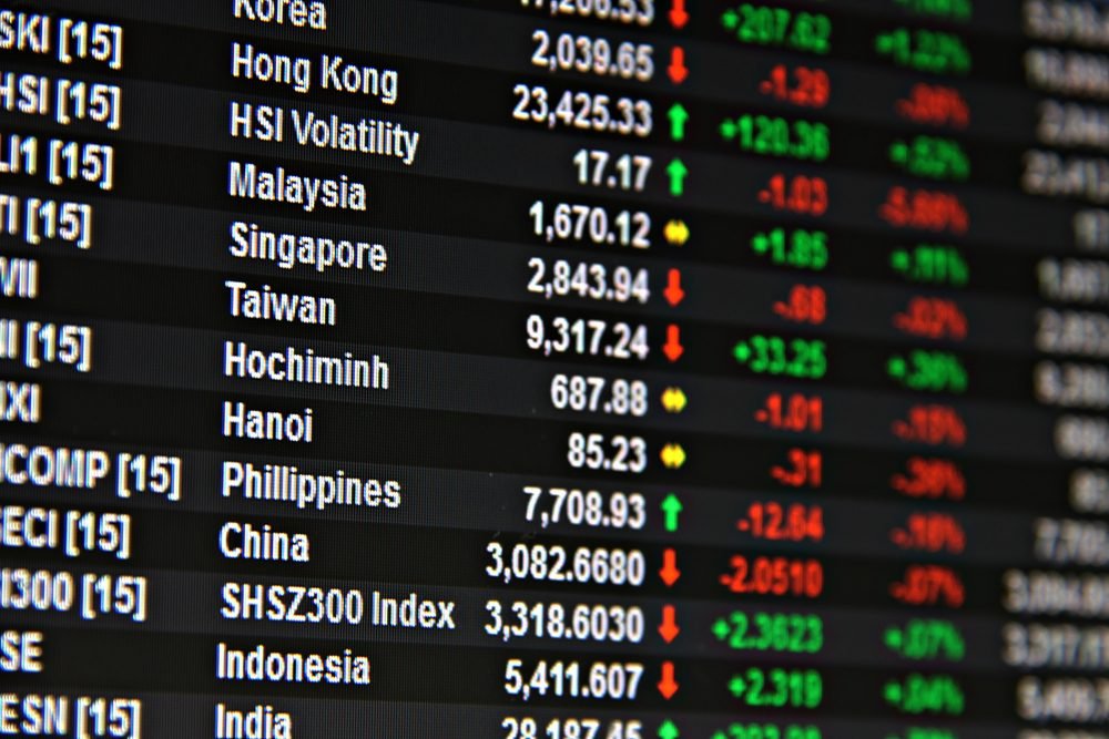 Zobrazení údajů z asijsko-pacifického akciového trhu na monitoru